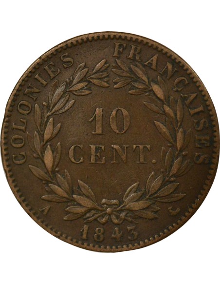 Colonies Françaises Louis-Philippe Ier 10 centimes Bronze 1843 A - Paris