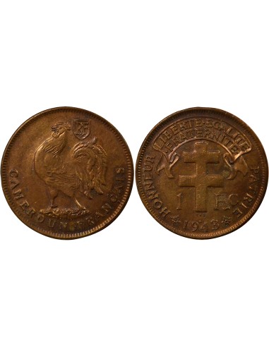 Cameroun Mandat Français 1 franc Bronze 1943 SA Pretoria