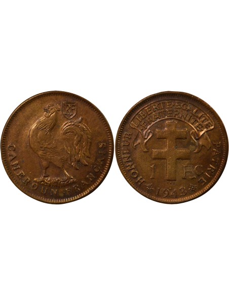 Cameroun Mandat Français 1 franc Bronze 1943 SA Pretoria