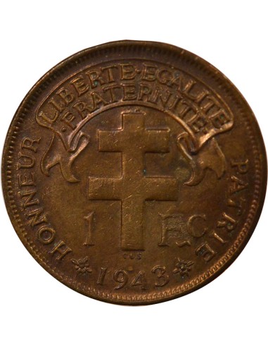 Cameroun Mandat Français 1 franc Bronze 1943 SA Pretoria