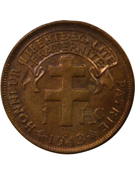 Cameroun Mandat Français 1 franc Bronze 1943 SA Pretoria