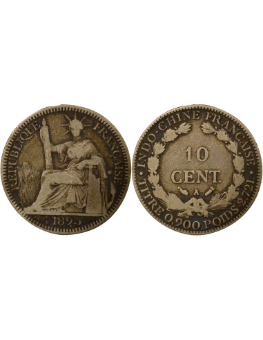 Indo-Chine Fr. 10 centimes Argent 1895 A - Paris