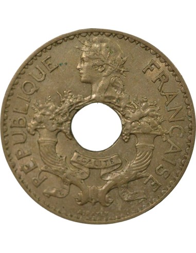 Indo-Chine Fr. 5 centième Maillechort 1937 A Paris