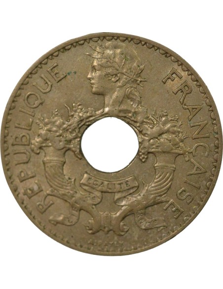 Indo-Chine Fr. 5 centième Maillechort 1937 A Paris