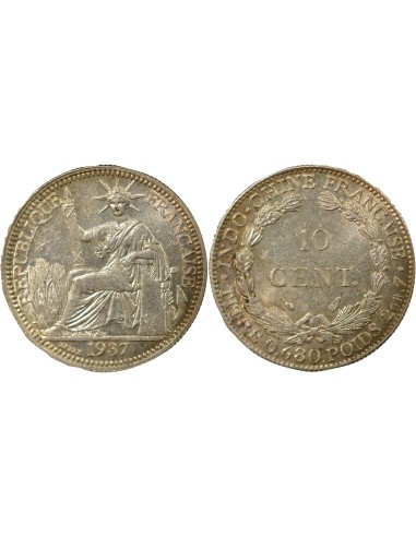Indo-Chine Fr. 10 centimes Argent 1937 A Paris