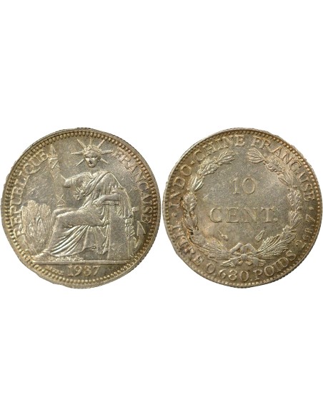 Indo-Chine Fr. 10 centimes Argent 1937 A Paris
