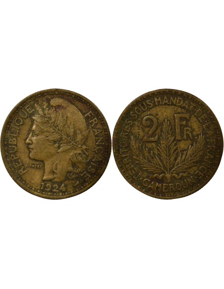 Cameroun Mandat Français 2 francs Bronze-Alu 1924 A Paris