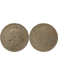 Guadeloupe 50 centimes Or nordic 1921 A Paris