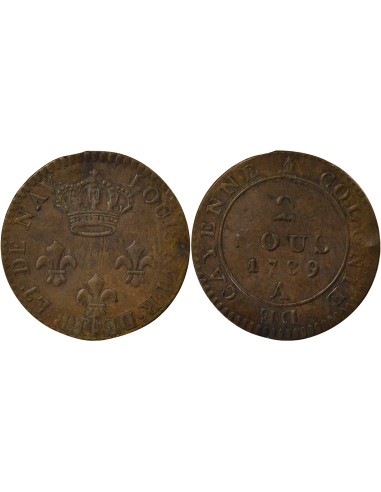 Guyane Française Louis XVI 2 sous Billon 1789 A - Paris