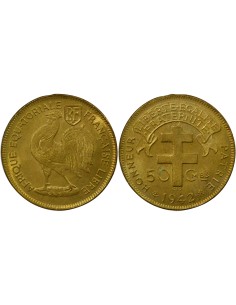 Etats de l'Afrique Equatoriale France Libre 50 centimes Laiton 1942 SA Pretoria