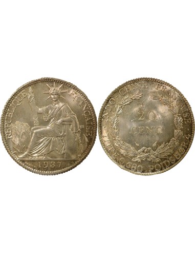 Indo-Chine Fr. 20 centimes Argent 1937 A Paris