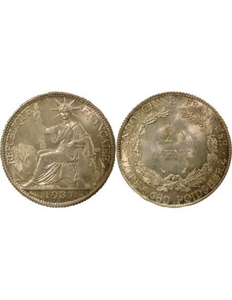 Indo-Chine Fr. 20 centimes Argent 1937 A Paris