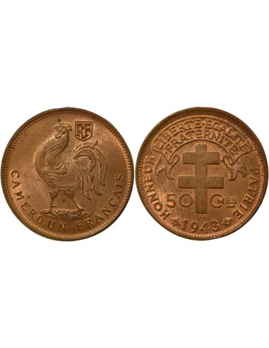 Cameroun Mandat Français 50 centimes Bronze 1943 SA Pretoria