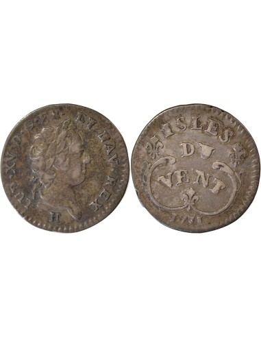 Isles du Vent Louis XV 12 sols Billon 1731 H La Rochelle