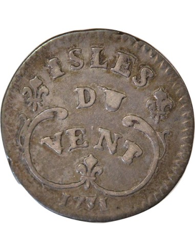 Isles du Vent Louis XV 12 sols Billon 1731 H La Rochelle