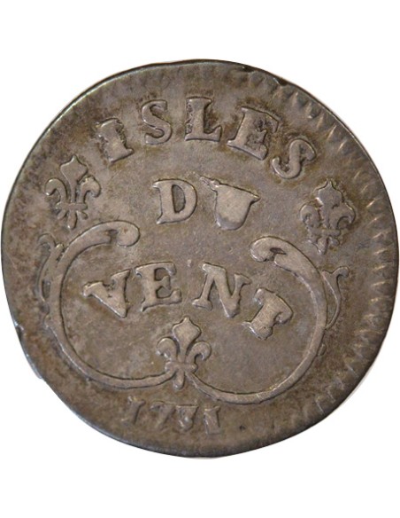 Isles du Vent Louis XV 12 sols Billon 1731 H La Rochelle