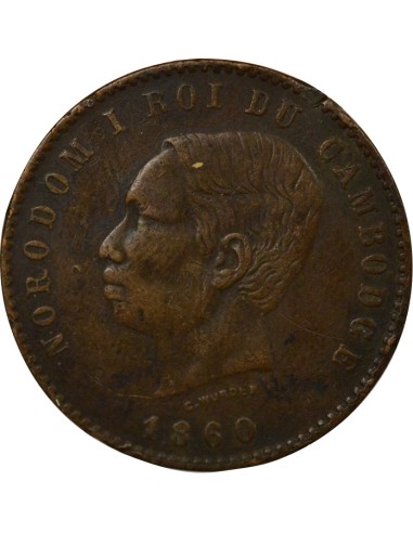 Cambodge Norodom Ier 10 centimes Bronze 1860