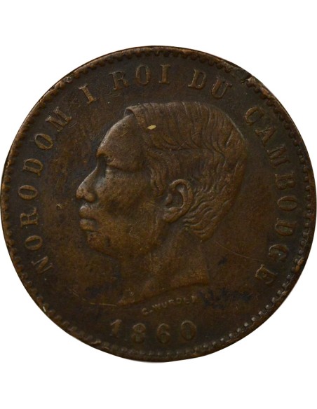 Cambodge Norodom Ier 10 centimes Bronze 1860