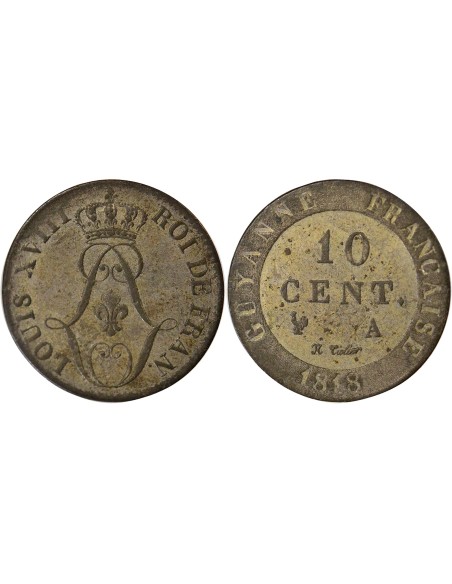 Guyane Française Louis XVIII 10 cents Billon 1818 A - Paris