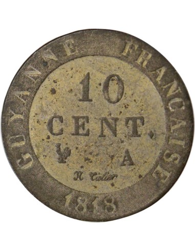 Guyane Française Louis XVIII 10 cents Billon 1818 A - Paris