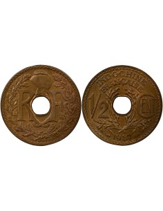 Indo-Chine Fr. 1/2 centième Bronze 1937 A Paris