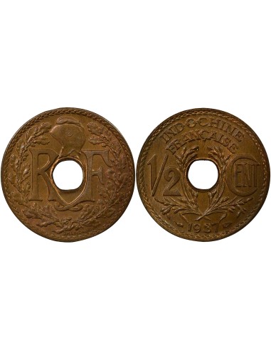Indo-Chine Fr. 1/2 centième Bronze 1937 A Paris