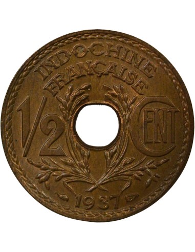 Indo-Chine Fr. 1/2 centième Bronze 1937 A Paris