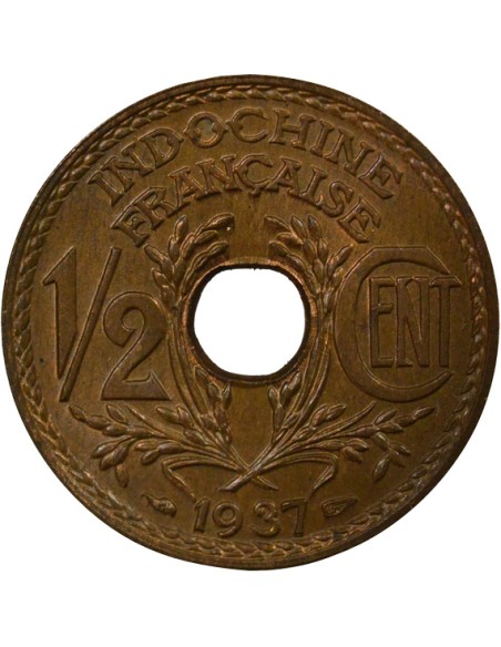Indo-Chine Fr. 1/2 centième Bronze 1937 A Paris