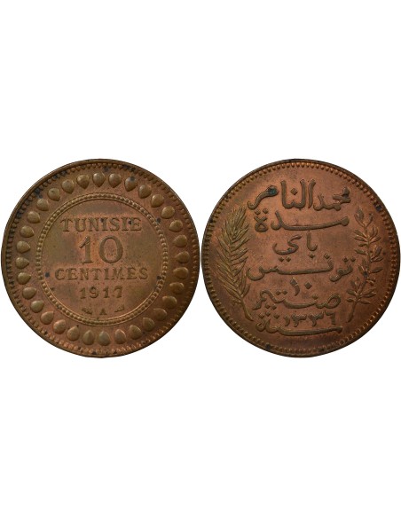 Tunisie Naceur Bey 10 centimes Bronze 1917 A - Paris