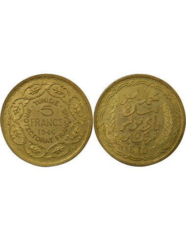 Tunisie Lamine Bey 5 francs Bronze-Alu 1946 A Paris