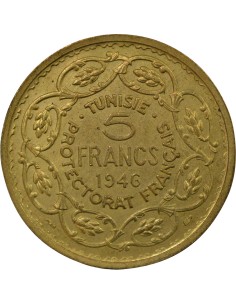Tunisie Lamine Bey 5 francs Bronze-Alu 1946 A Paris 2