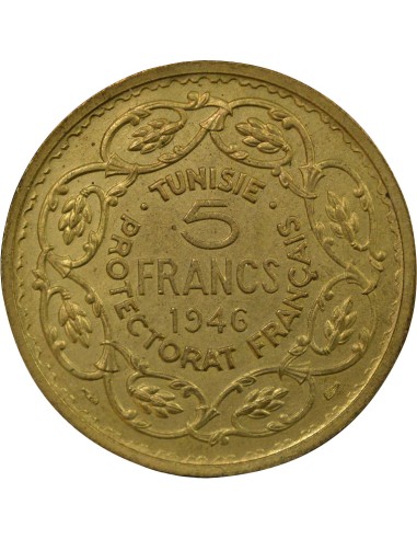 Tunisie Lamine Bey 5 francs Bronze-Alu 1946 A Paris