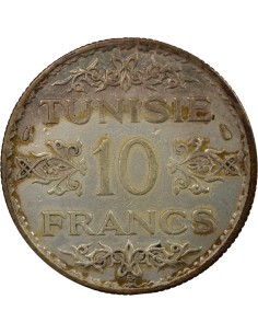 Tunisie Ahmed II Bey 10 francs Argent 1353 AH A Paris 2