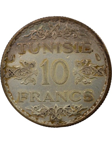 Tunisie Ahmed II Bey 10 francs Argent 1353 AH A Paris