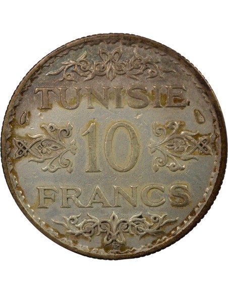 Tunisie Ahmed II Bey 10 francs Argent 1353 AH A Paris
