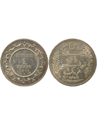 Tunisie Naceur Bey 1 franc Argent 1911 A - Paris