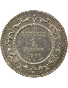 Tunisie Naceur Bey 1 franc Argent 1911 A - Paris 2