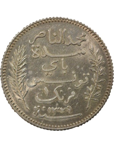 Tunisie Naceur Bey 1 franc Argent 1911 A - Paris