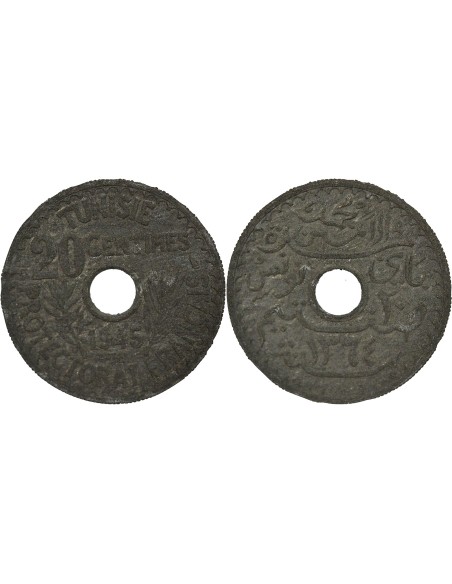 Tunisie Lamine Bey 20 centimes Zinc 1945 A Paris