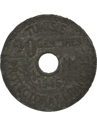 Tunisie Lamine Bey 20 centimes Zinc 1945 A Paris