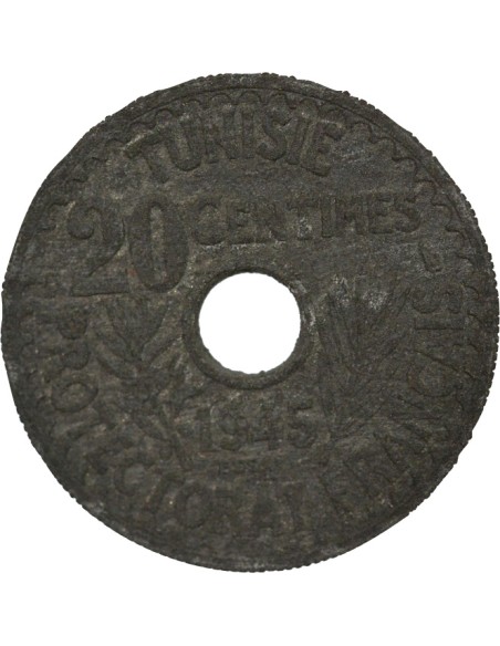 Tunisie Lamine Bey 20 centimes Zinc 1945 A Paris