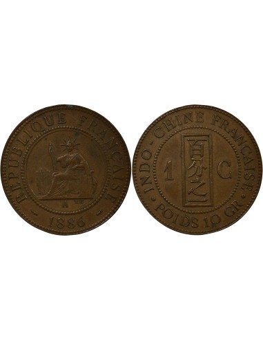 Indo-Chine Fr. 1 centième Bronze 1886 A - Paris