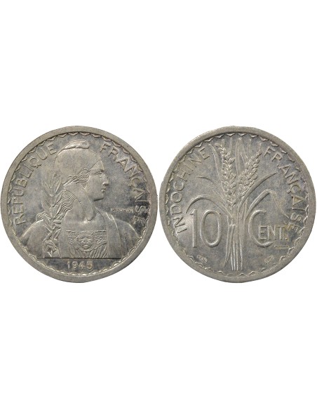 Indo-Chine Fr. 10 centimes Aluminium 1945 A Paris