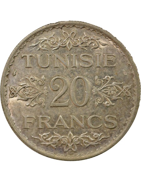 Tunisie Ahmed II Bey 20 francs Argent 1353 ah A Paris
