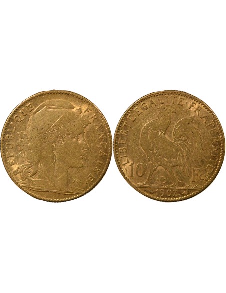 Coq 10 francs Or 1907 A Paris