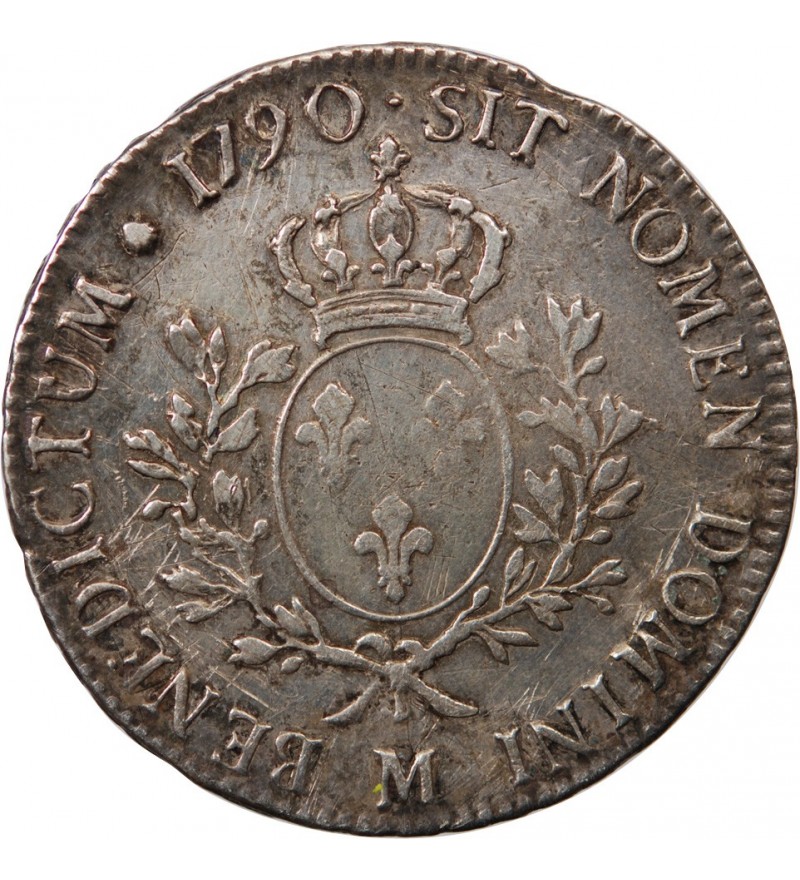 LOUIS XVI - ECU AUX BRANCHES D'OLIVIER 1790 M TOULOUSE