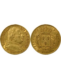 Louis XVIII Au Buste Habillé 20 francs Or 1814 A - Paris