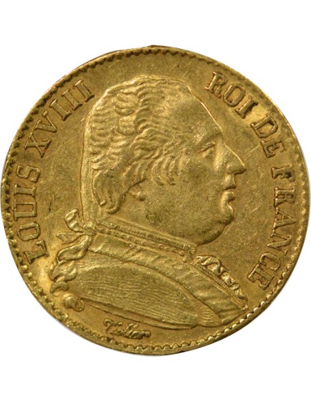 Louis XVIII Au Buste Habillé 20 francs Or 1814 A - Paris