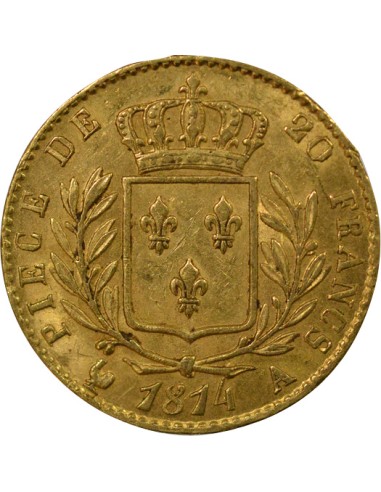 Louis XVIII Au Buste Habillé 20 francs Or 1814 A - Paris