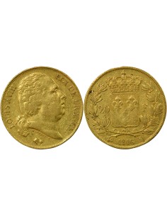 Louis XVIII Tête nue 20 francs Or 1816 Q Perpignan